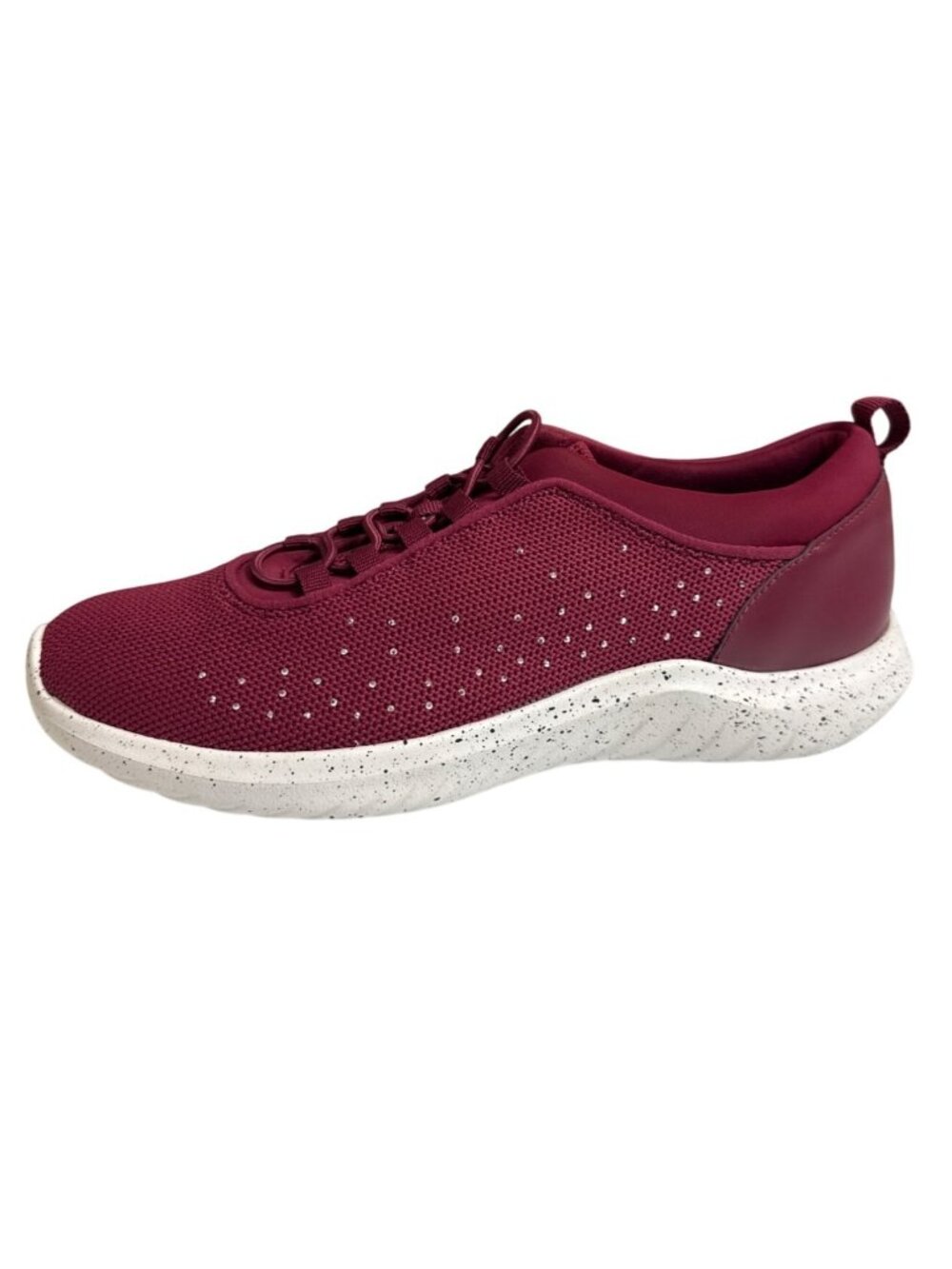 Clark Nova Step Sneakers Burgundy Red Embellished Knit Slip On Size 7.5